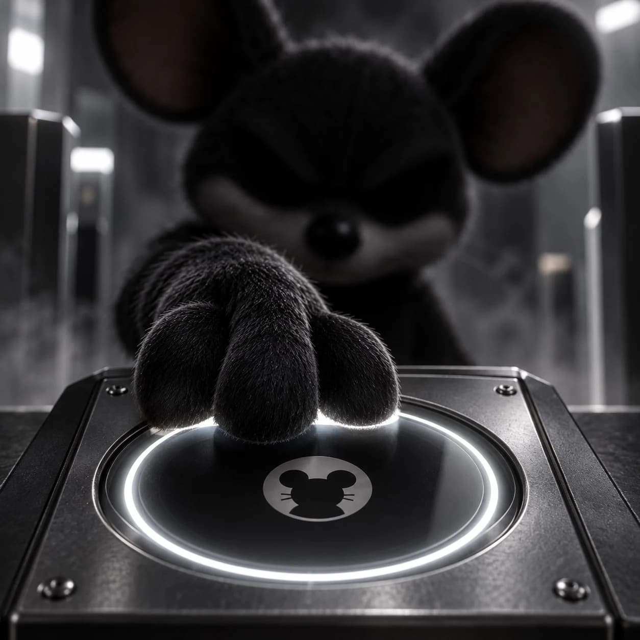 Anonymouse pressing an illuminated control