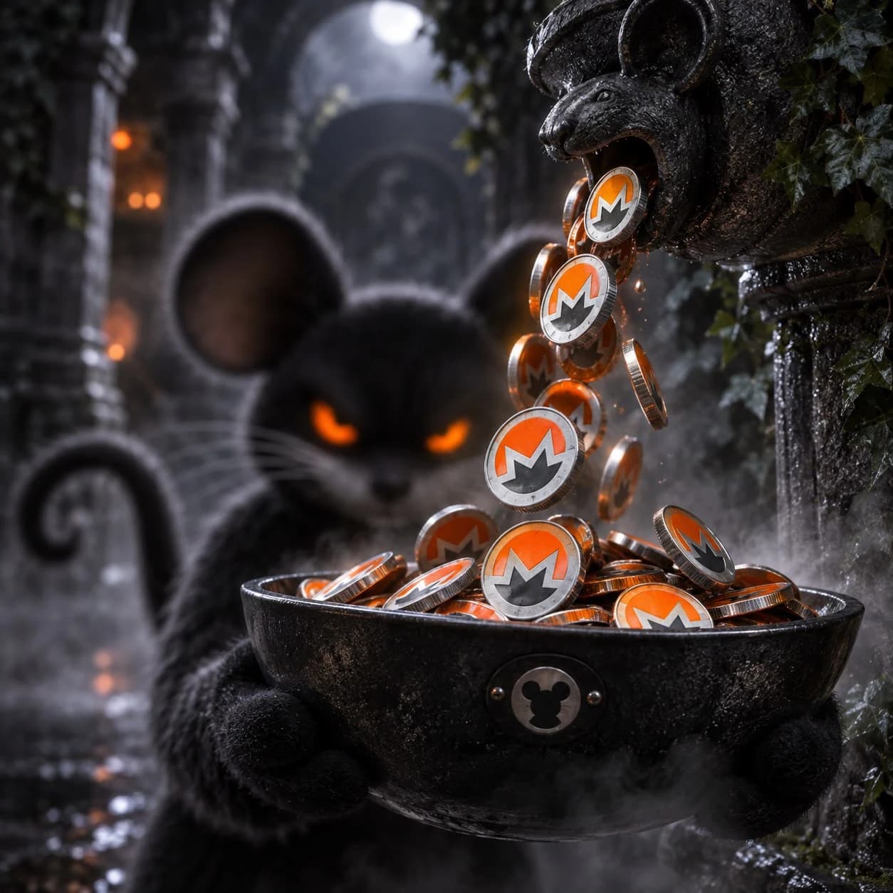 Anonymouse collecting Monero coins
