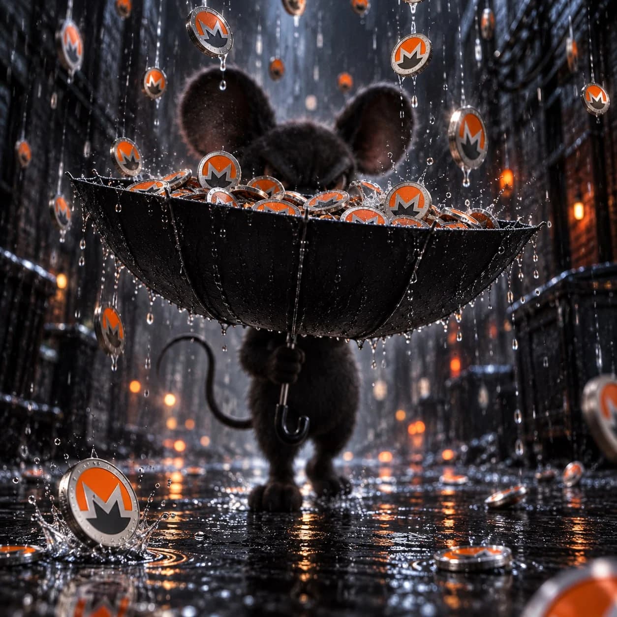 Anonymouse carrying Monero in the rain